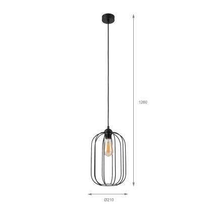 Підвісний світильник на тросі DESTELLO 1xE27/15W/230V діаметр 21 см чорний