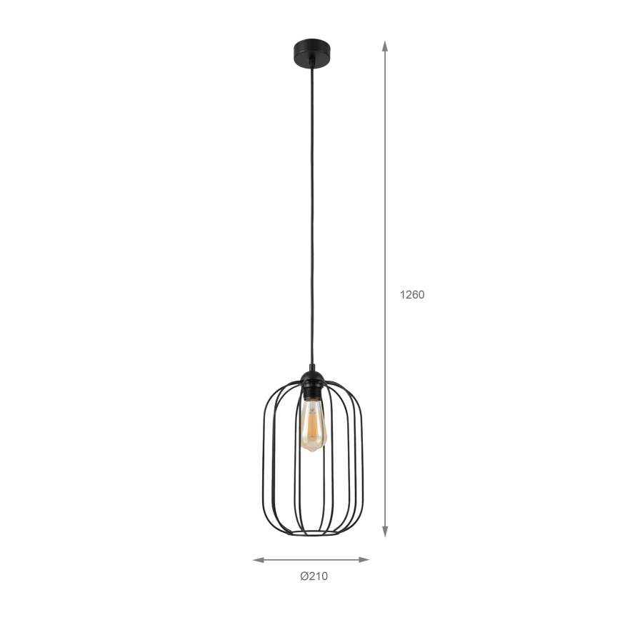 Підвісний світильник на тросі DESTELLO 1xE27/15W/230V діаметр 21 см чорний