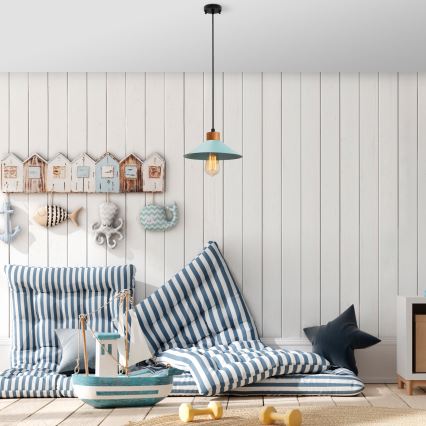 Підвісний світильник на тросі MANAVGAT 1xE27/40W/230V синій/коричневий