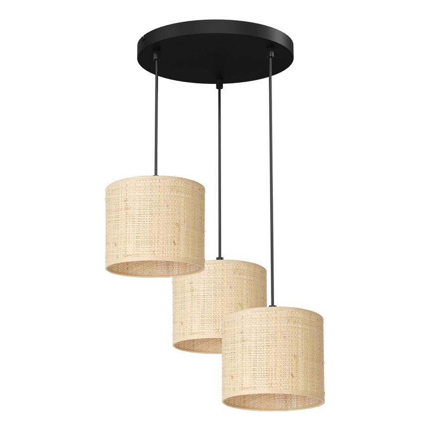 Підвісний світильник на тросі RATTAN 3xE27/60W/230V ротанг
