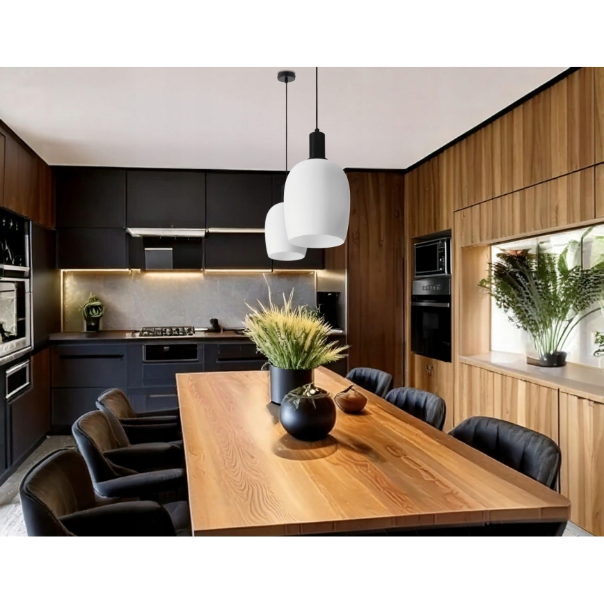 Підвісний світильник на тросі WOLKEN 1xE27/40W/230V білий/чорний