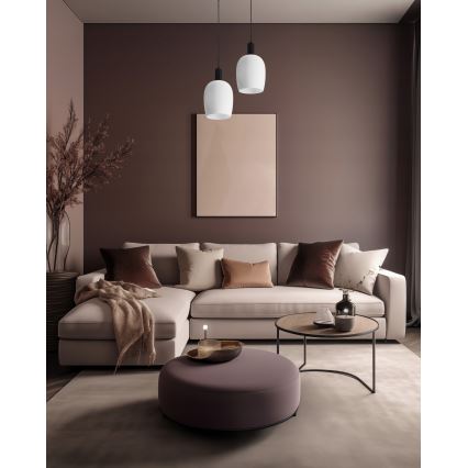 Підвісний світильник на тросі WOLKEN 1xE27/40W/230V білий/чорний