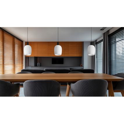 Підвісний світильник на тросі WOLKEN 1xE27/40W/230V білий/чорний