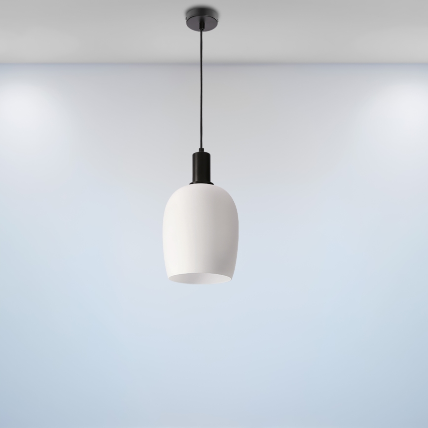 Підвісний світильник на тросі WOLKEN 1xE27/40W/230V білий/чорний