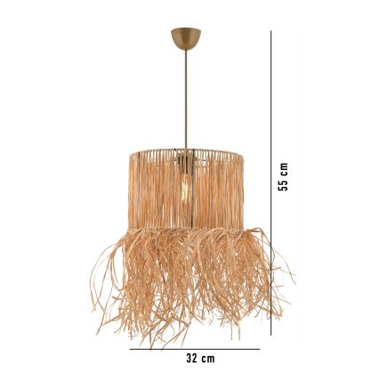 Підвісний світильник NESS на шнурі, 1xE27/40W/230V, рафія