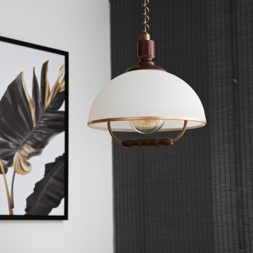 Витяжна люстра RAMONA 1xE27/60W/230V бежева/темно-коричнева/сосна