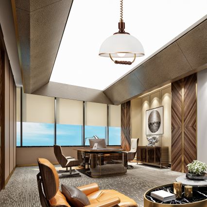 Витяжна люстра RAMONA 1xE27/60W/230V бежева/темно-коричнева/сосна