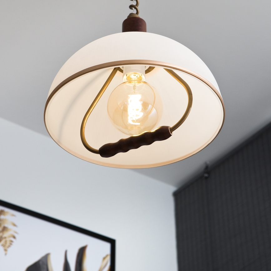 Витяжна люстра RAMONA 1xE27/60W/230V бежева/темно-коричнева/сосна