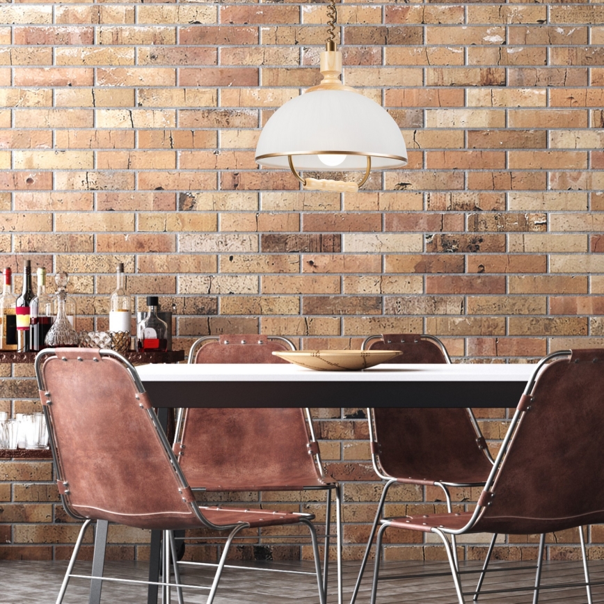 Підвісна люстра RAMONA 1xE27/60W/230V бежевий/світло-коричневий/сосна