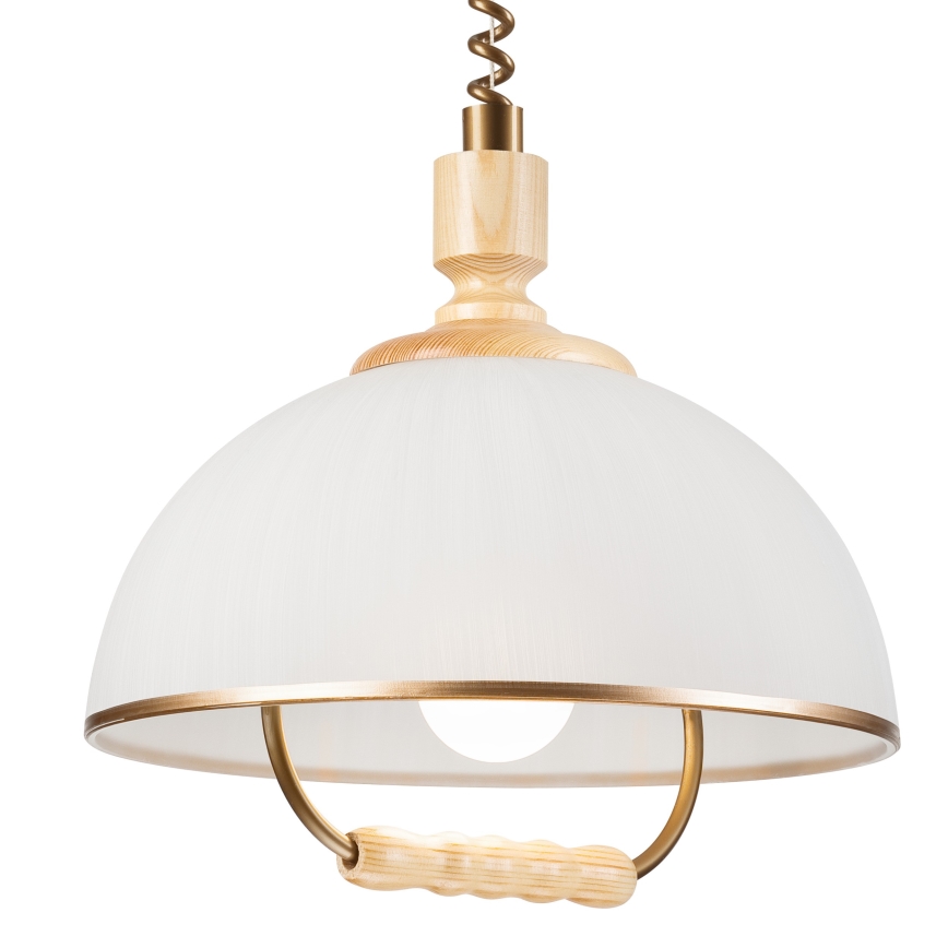 Підвісна люстра RAMONA 1xE27/60W/230V бежевий/світло-коричневий/сосна