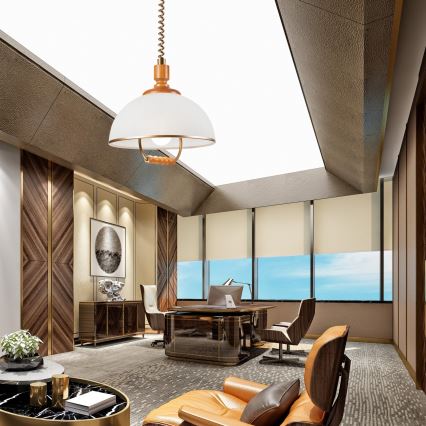 Підвісна люстра RAMONA 1xE27/60W/230V бежево-коричнева/сосна