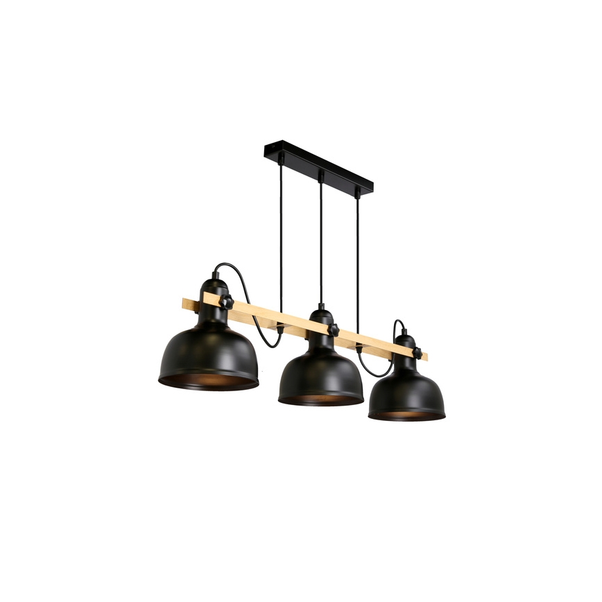 Люстра на тросі RENO 3xE27/40W/230V чорний/коричневий