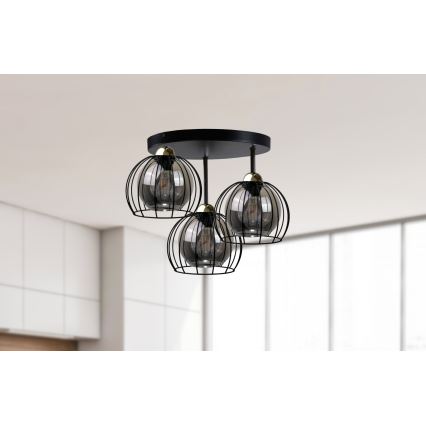 Накладна люстра SOLO BLACK 3xE27/60W/230V діам. 30 см чорний/золотий