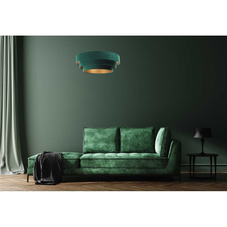 Люстра на тросі TRINITI 1xE27/60W/230V зелений/золотий