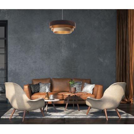 Підвісний світильник на тросі TRINITI 1xE27/60W/230V коричневий/золотий/бежевий