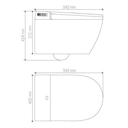 Підвісний унітаз із біде TISVILDELEJE 1600 Вт/230 В + сидіння з м'яким закриттям SoftClose + кнопка змиву SIGMA + вбудований модуль + ізоляційна підкладка + дистанційне керування