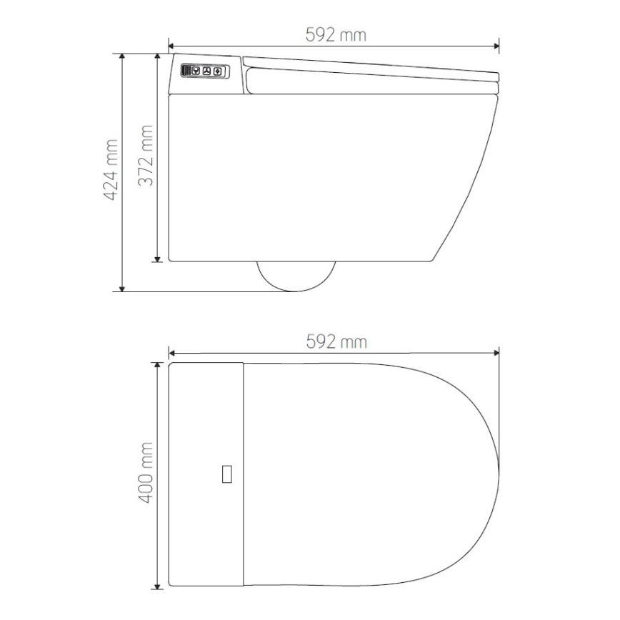 Підвісний унітаз із біде TISVILDELEJE 1600 Вт/230 В + сидіння з м'яким закриттям SoftClose + кнопка змиву SIGMA + вбудований модуль + ізоляційна підкладка + дистанційне керування