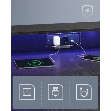 Письменный стол с подсветкой SOLEA-X чёрный