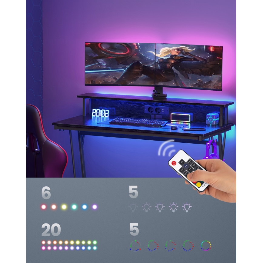 Письменный стол с подсветкой SOLEA-X чёрный