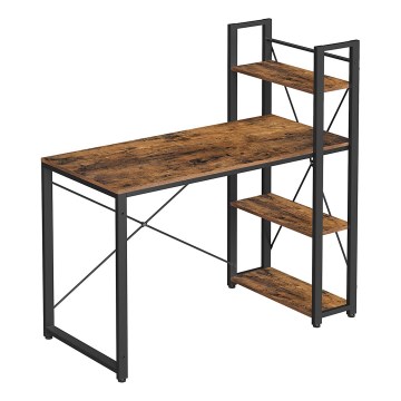 Письменный стол с полками SOLEA коричневый/черный