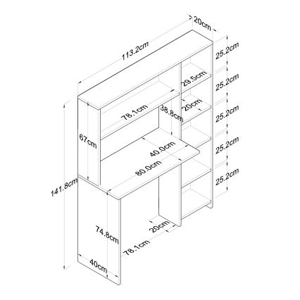Письменный стол с полкой RANI 113,2x141,8 см коричневый