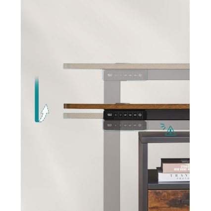 Письменный стол SOLEA-X с регулировкой высоты, коричневый/чёрный