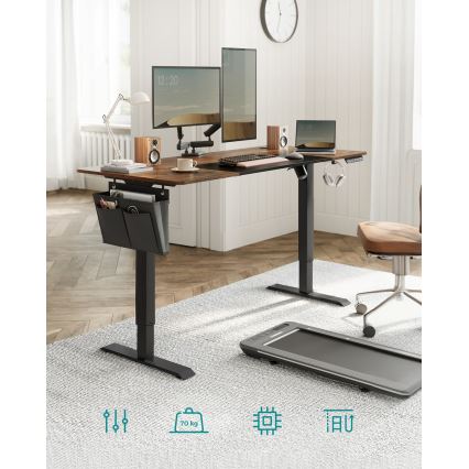 Письменный стол SOLEA-X с регулировкой высоты — коричневый/чёрный