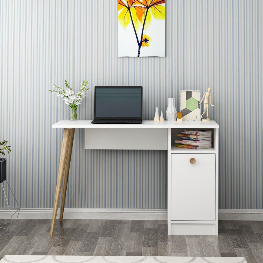Письмовий стіл CANNAS 110x74 см білий/коричневий