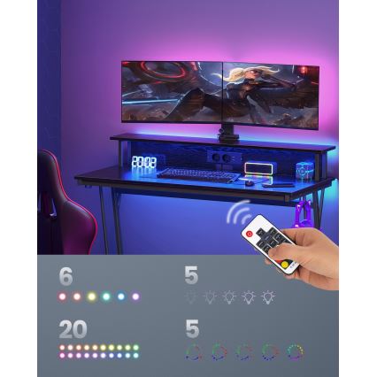 Письмовий стіл із підсвіткою SOLEA-X, чорний