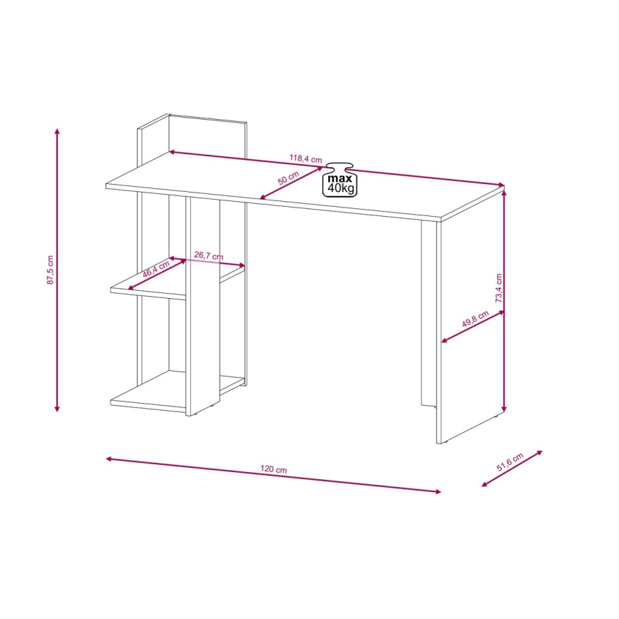 Письмовий стіл MARLO бетонно-сірий/білий