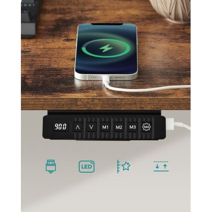 Письмовий стіл SOLEA-X з регулюванням висоти, коричневий/чорний