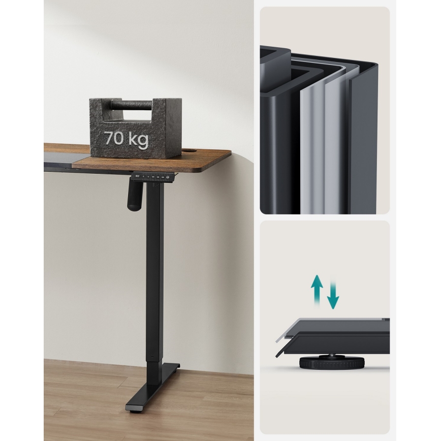 Письмовий стіл SOLEA-X з регулюванням висоти, коричневий/чорний