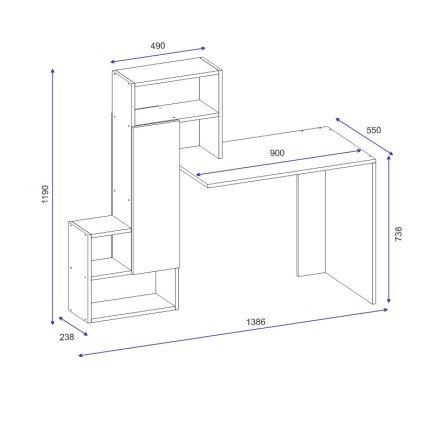 Письмовий стіл з полицею IRMAK 119x138,6 см білий