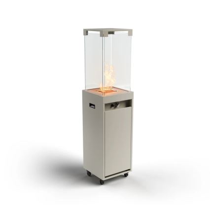 Planika - Уличный газовый камин 142x36 см 8kW 1xAAA серый + защитный чехол