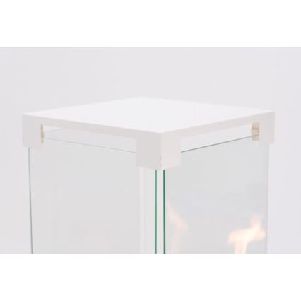 Planika - Уличный газовый камин 142x36 см 8kW 1xAAA белый + защитный чехол