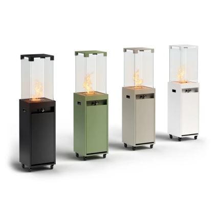 Planika - Вуличний газовий Камін 142x36 см 8kW 1xAAA білий + Захисна кришка