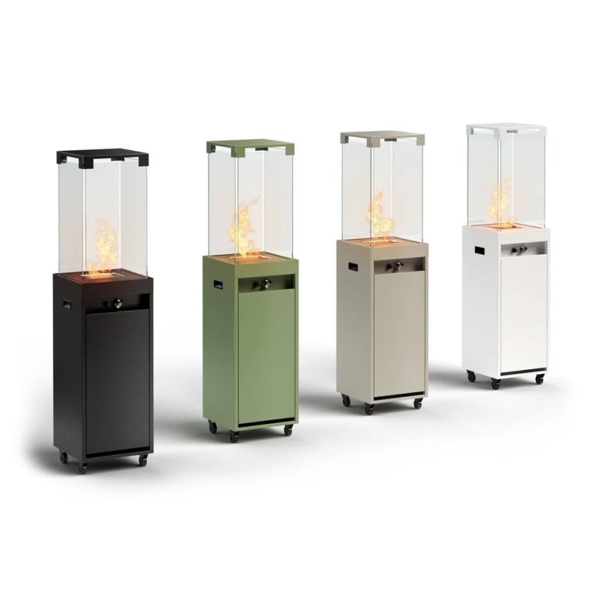 Planika - Вуличний газовий Камін 142x36 см 8kW 1xAAA білий + Захисна кришка