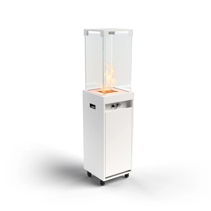 Planika - Вуличний газовий камін 142x36 см 8kW білий + захисна кришка