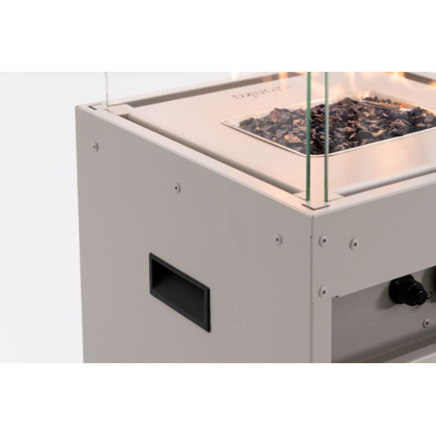 Planika - Вуличний газовий камін 142x36 см 8kW білий + захисна кришка