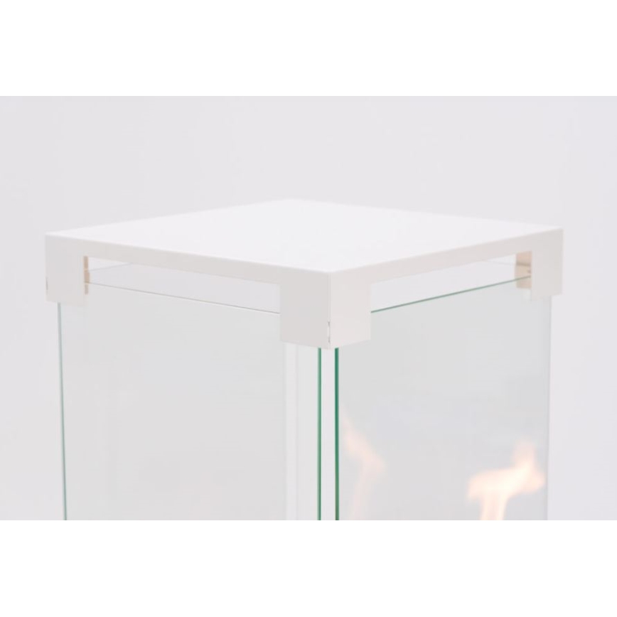 Planika - Вуличний газовий камін 142x36 см 8kW білий + захисна кришка