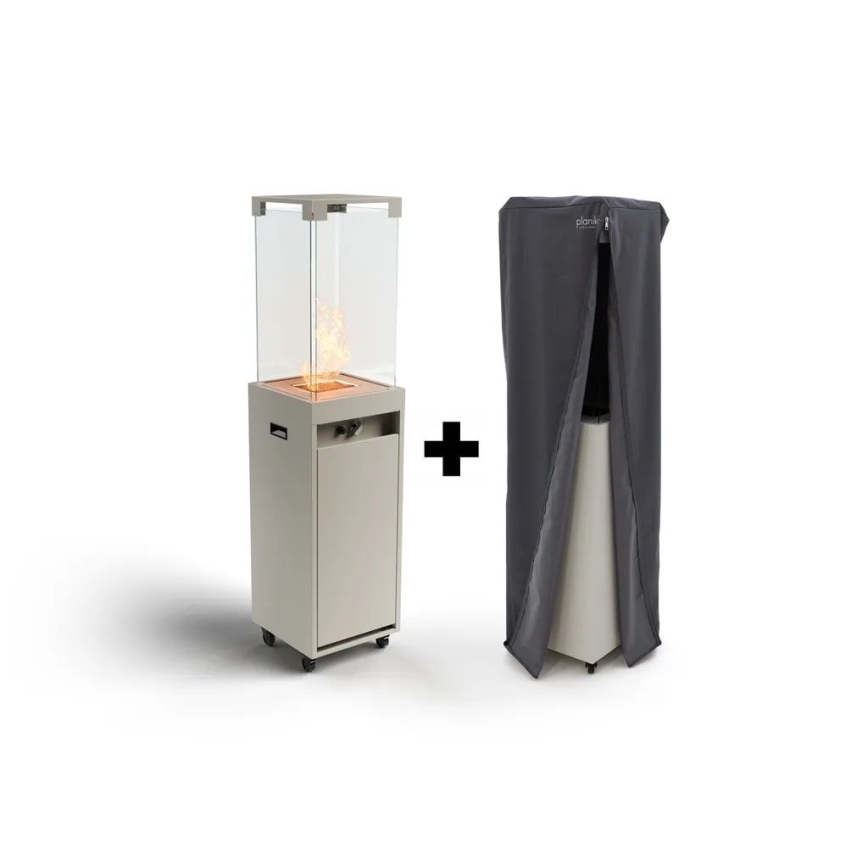 Planika - Вуличний газовий Камін 142x36 см 8kW 1xAAA сірий + Захисна кришка