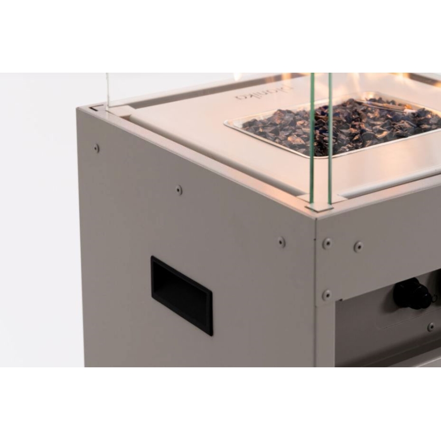 Planika - Вуличний газовий Камін 142x36 см 8kW 1xAAA сірий + Захисна кришка