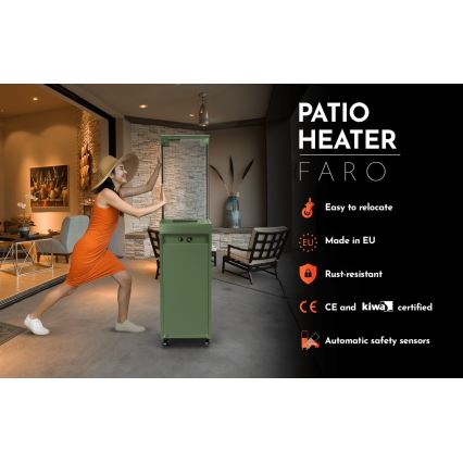 Planika - Вуличний газовий Камін 142x36 см 8kW 1xAAA зелений + Захисна кришка