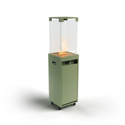 Planika - Вуличний газовий Камін 142x36 см 8kW 1xAAA зелений + Захисна кришка