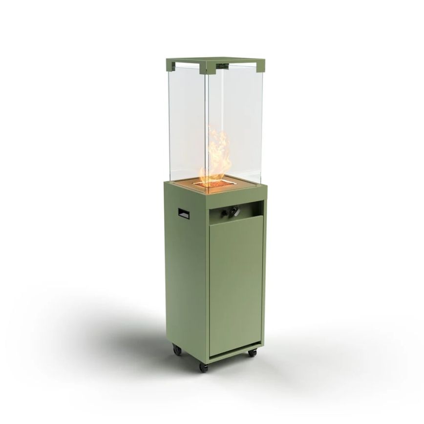 Planika - Вуличний газовий Камін 142x36 см 8kW 1xAAA зелений + Захисна кришка