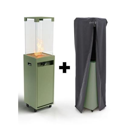 Planika - Вуличний газовий Камін 142x36 см 8kW 1xAAA зелений + Захисна кришка