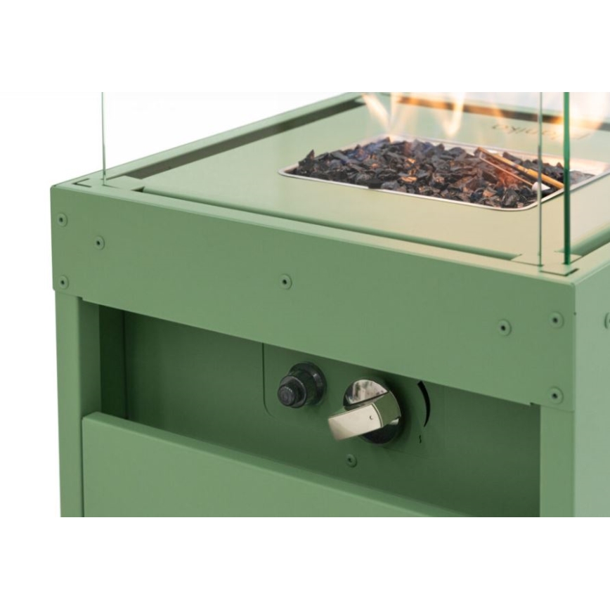 Planika - Вуличний газовий Камін 142x36 см 8kW 1xAAA зелений + Захисна кришка