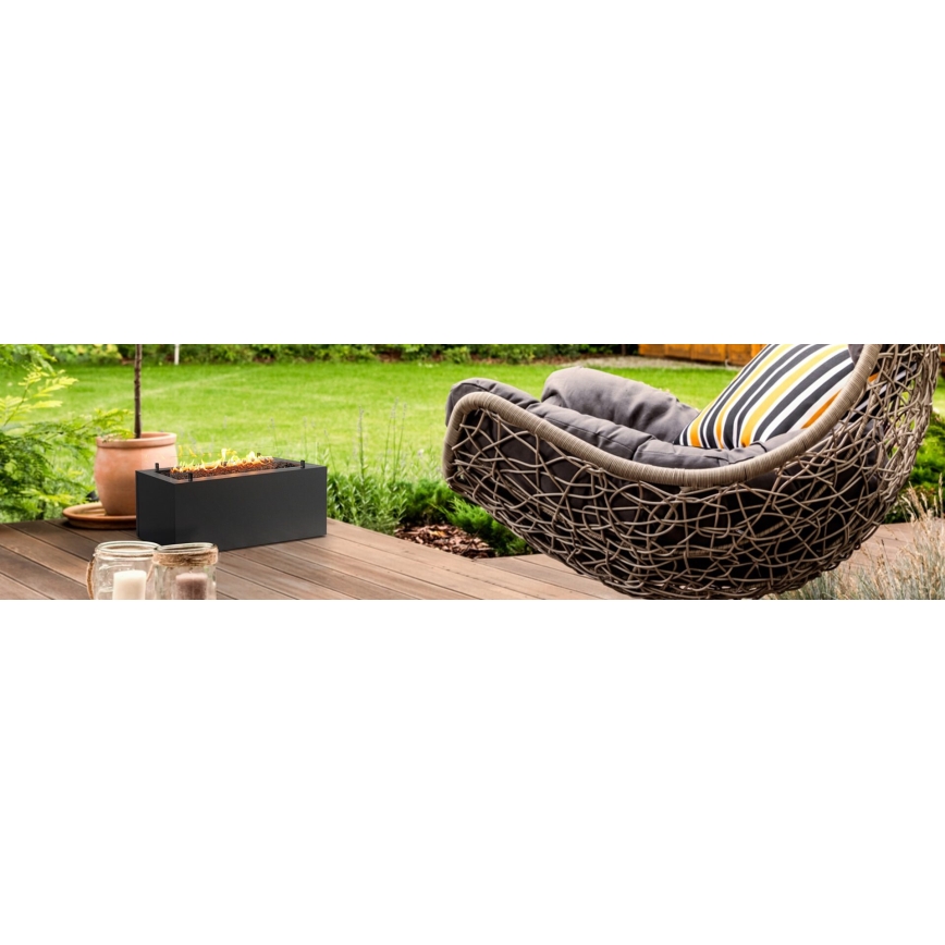 Planika - Уличный газовый камин 41,4x69,8 см 10kW 1xAAA черный + защитный чехол