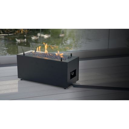 Planika - Вуличний газовий Камін 41,4x69,8 см 10kW 1xAAA чорний + Захисна кришка