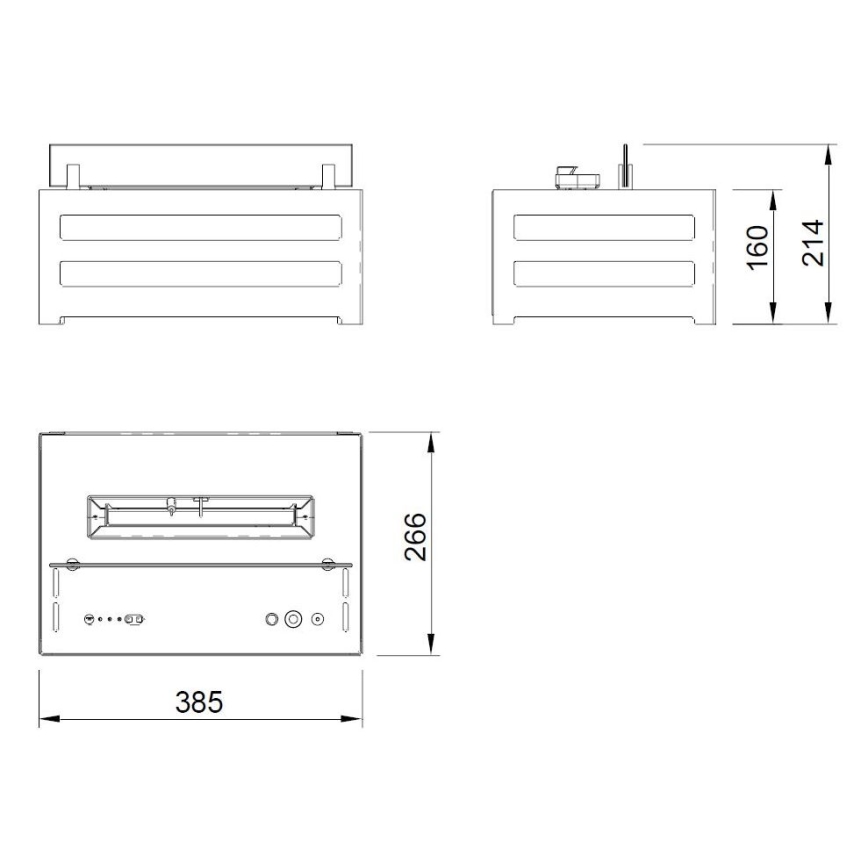 Planika - Біокамін з пультом дистанційного керування 20,8x38,5 см 2,5kW/230V чорний